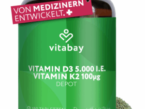 Vitamin D3 Depot 5000 IU + vitamín K2 100mcg - 180 veganských tablet